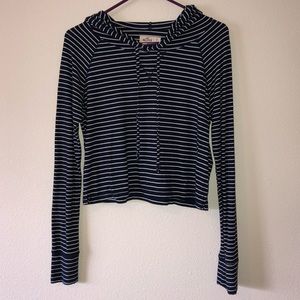 Hollister striped hooded long sleeve shirt